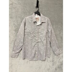 Rafter‎ C Cowboy Mens Long Sleeve Button Down Shirt Grey Paisley Print Size M